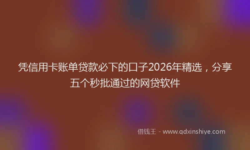 凭信用卡账单贷款必下的口子2026年精选，分享五个秒批通过的网贷软件