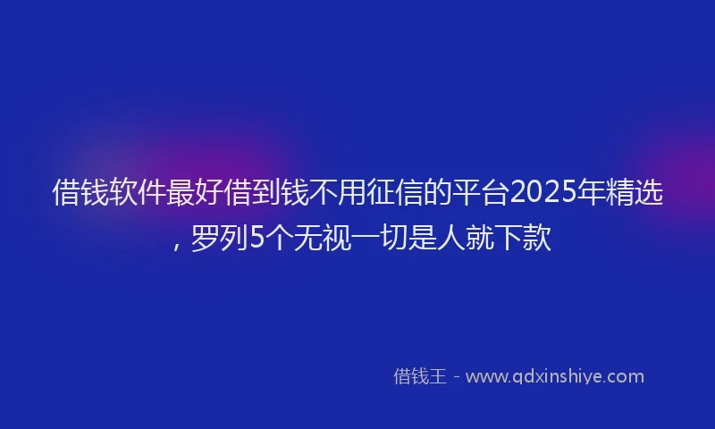 借钱软件最好借到钱不用征信的平台2025年精选，罗列5个无视一切是人就下款