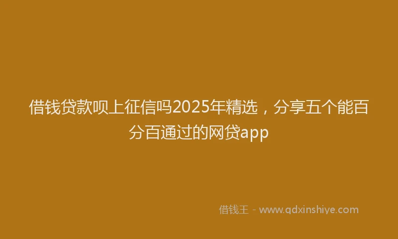 借钱贷款呗上征信吗2025年精选，分享五个能百分百通过的网贷app