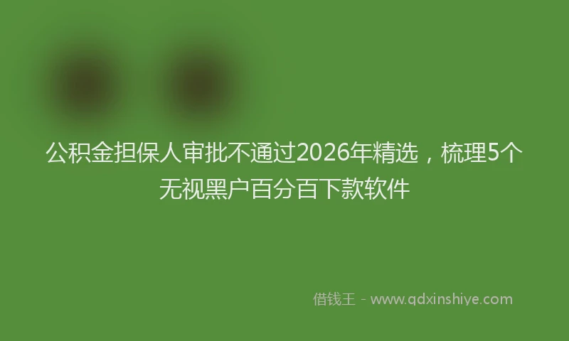 公积金担保人审批不通过2026年精选，梳理5个无视黑户百分百下款软件