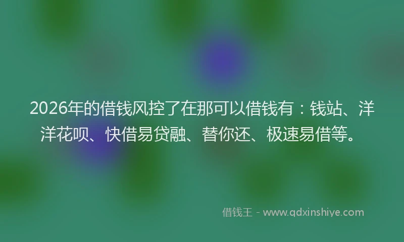 2026年的借钱风控了在那可以借钱有:钱站、洋洋花呗、快借易贷融、替你还、极速易借等。