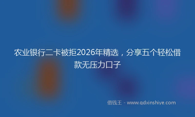 农业银行二卡被拒2026年精选，分享五个轻松借款无压力口子