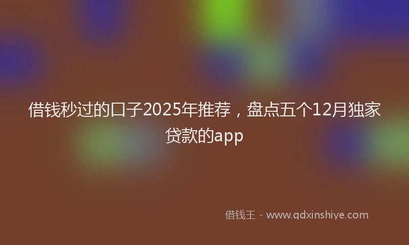 借钱秒过的口子2025年推荐，盘点五个12月独家贷款的app