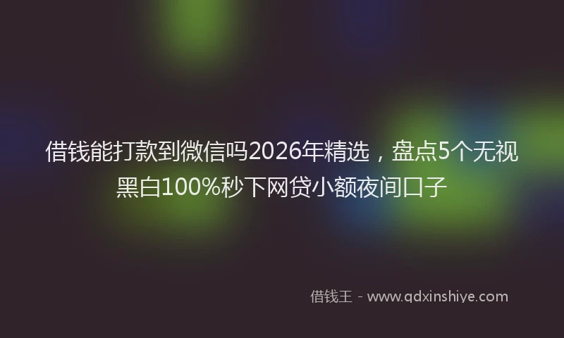 借钱能打款到微信吗2026年精选，盘点5个无视黑白100%秒下网贷小额夜间口子