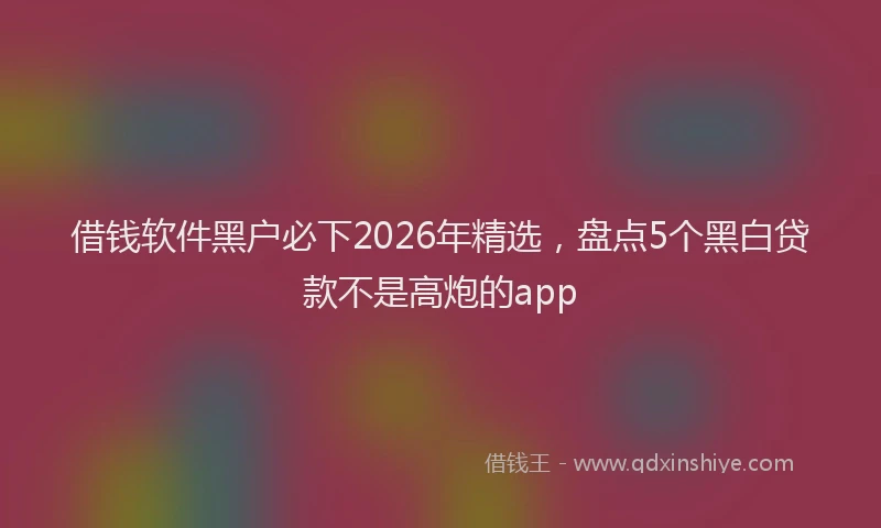 借钱软件黑户必下2026年精选，盘点5个黑白贷款不是高炮的app