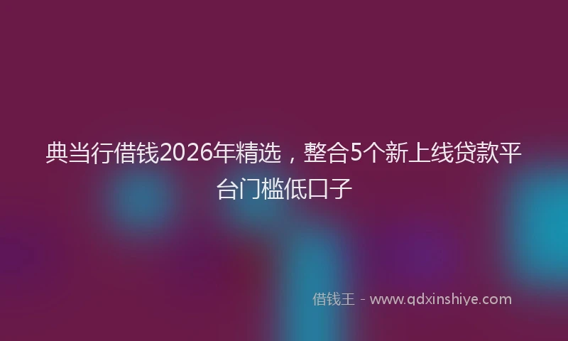 典当行借钱2026年精选，整合5个新上线贷款平台门槛低口子