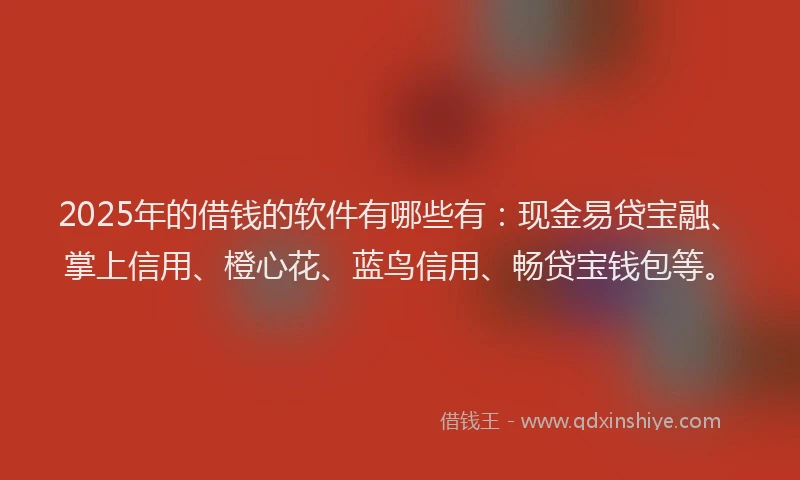 2025年的借钱的软件有哪些有：现金易贷宝融、掌上信用、橙心花、蓝鸟信用、畅贷宝钱包等。