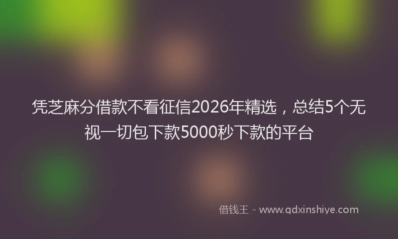 凭芝麻分借款不看征信2026年精选,总结5个无视一切包下款5000秒下款的平台
