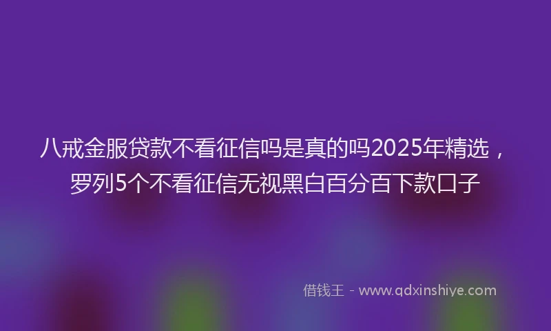 八戒金服贷款不看征信吗是真的吗2025年精选，罗列5个不看征信无视黑白百分百下款口子