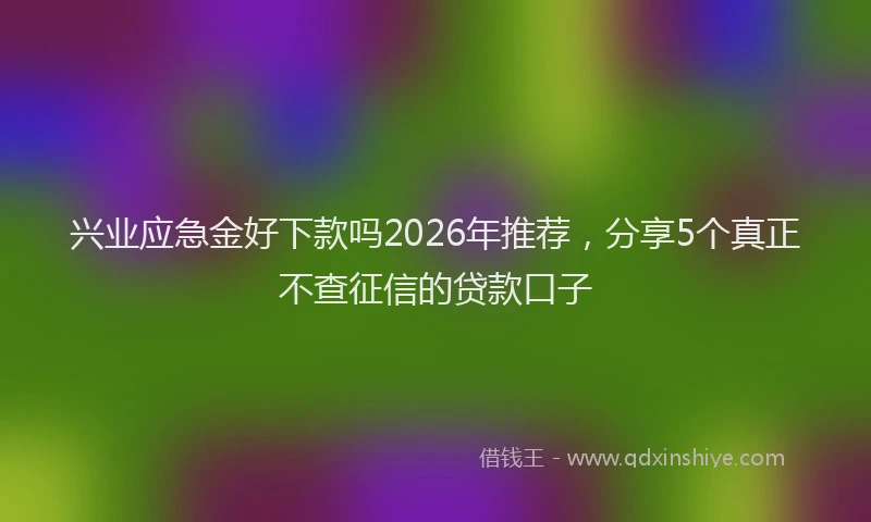 兴业应急金好下款吗2026年推荐，分享5个真正不查征信的贷款口子