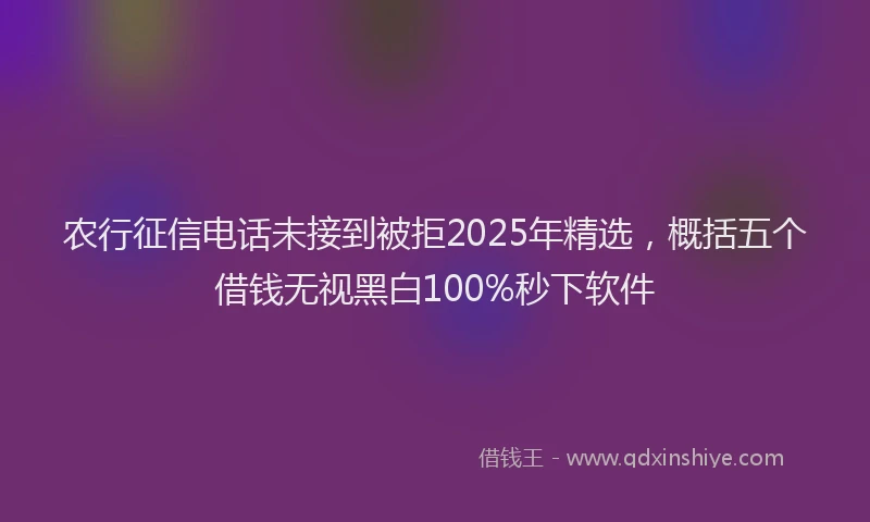 农行征信电话未接到被拒2025年精选，概括五个借钱无视黑白100%秒下软件