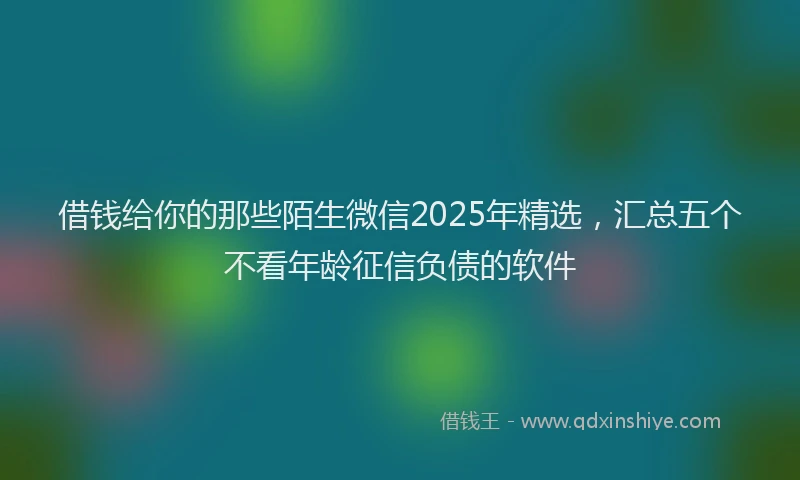 借钱给你的那些陌生微信2025年精选，汇总五个不看年龄征信负债的软件