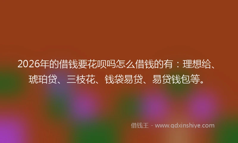 2026年的借钱要花呗吗怎么借钱的有:理想给、琥珀贷、三枝花、钱袋易贷、易贷钱包等。