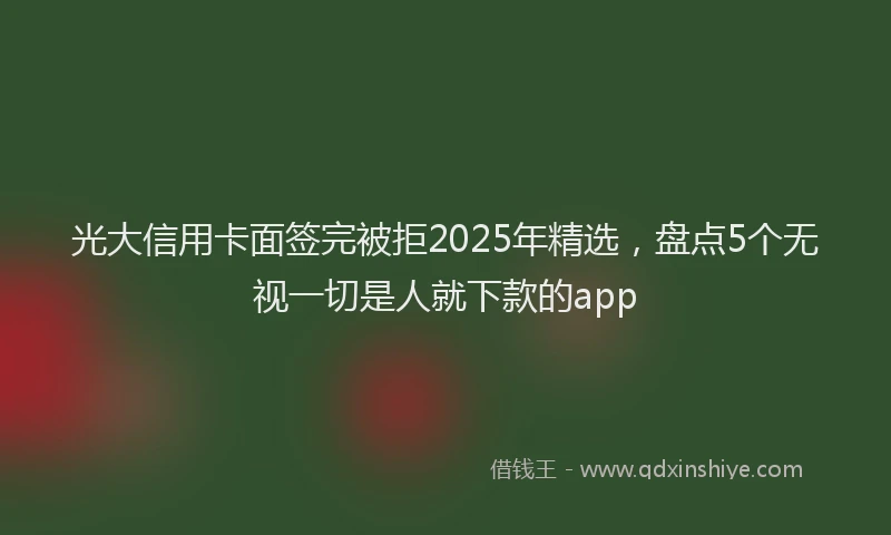 光大信用卡面签完被拒2025年精选，盘点5个无视一切是人就下款的app