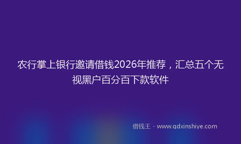 农行掌上银行邀请借钱2026年推荐，汇总五个无视黑户百分百下款软件