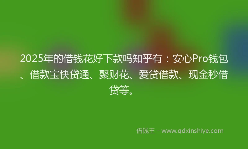 2025年的借钱花好下款吗知乎有：安心Pro钱包、借款宝快贷通、聚财花、爱贷借款、现金秒借贷等。