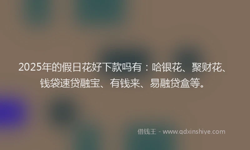 2025年的假日花好下款吗有：哈银花、聚财花、钱袋速贷融宝、有钱来、易融贷盒等。