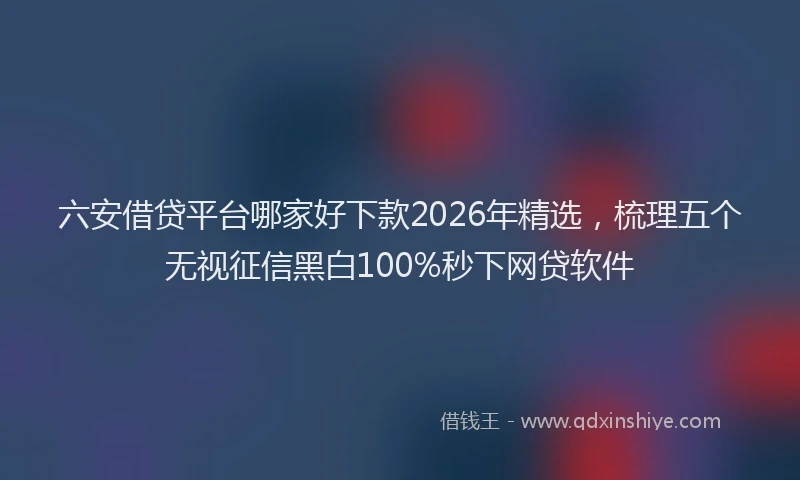 六安借贷平台哪家好下款2026年精选,梳理五个无视征信黑白100%秒下网贷软件