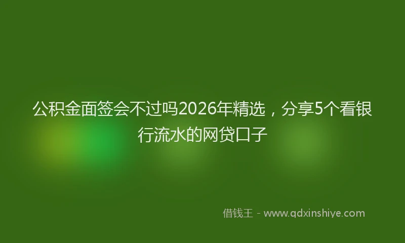 公积金面签会不过吗2026年精选，分享5个看银行流水的网贷口子