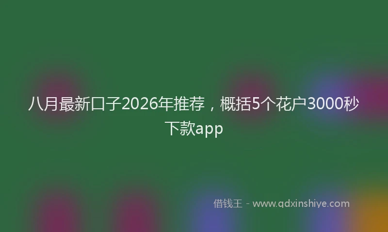 八月最新口子2026年推荐，概括5个花户3000秒下款app