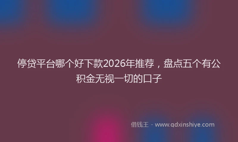 停贷平台哪个好下款2026年推荐，盘点五个有公积金无视一切的口子
