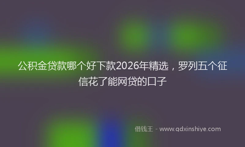 公积金贷款哪个好下款2026年精选，罗列五个征信花了能网贷的口子