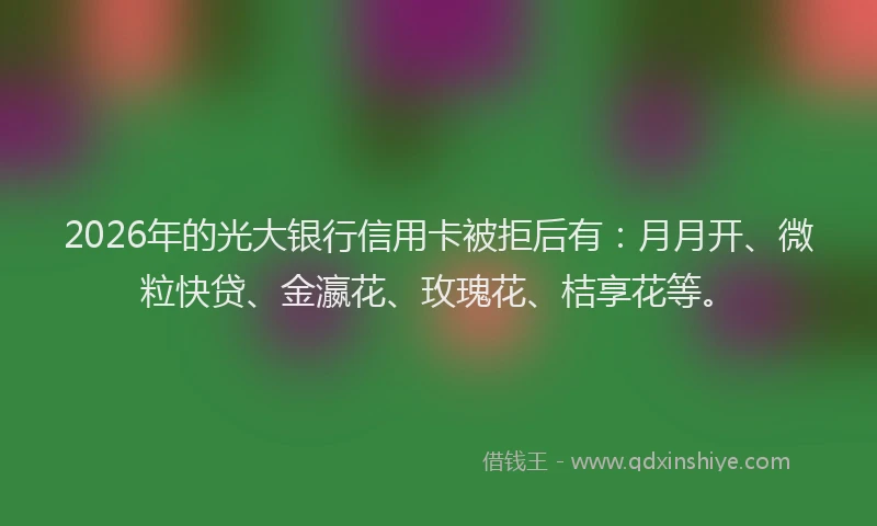 2026年的光大银行信用卡被拒后有：月月开、微粒快贷、金瀛花、玫瑰花、桔享花等。