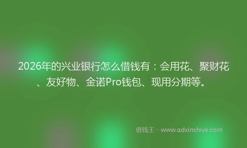 2026年的兴业银行怎么借钱有:会用花、聚财花、友好物、金诺Pro钱包、现用分期等。