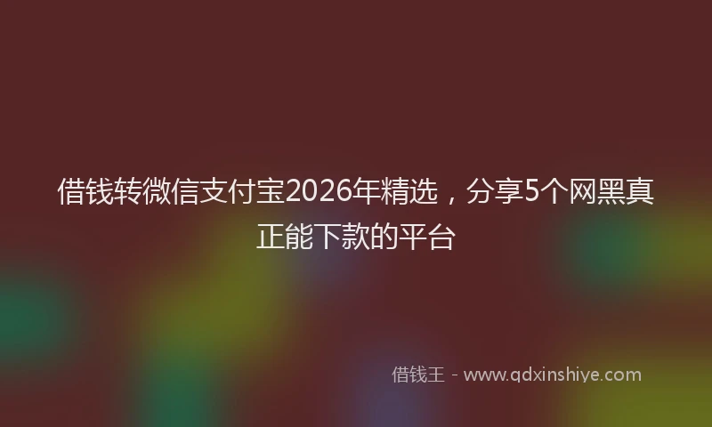 借钱转微信支付宝2026年精选,分享5个网黑真正能下款的平台