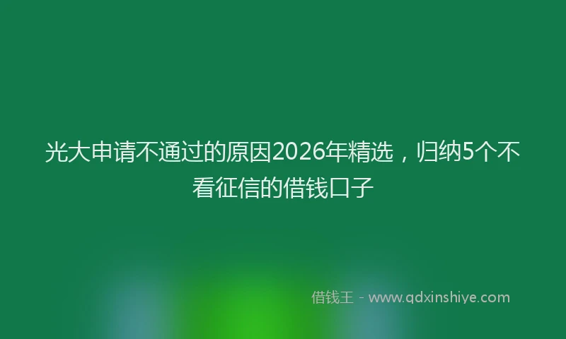 光大申请不通过的原因2026年精选，归纳5个不看征信的借钱口子