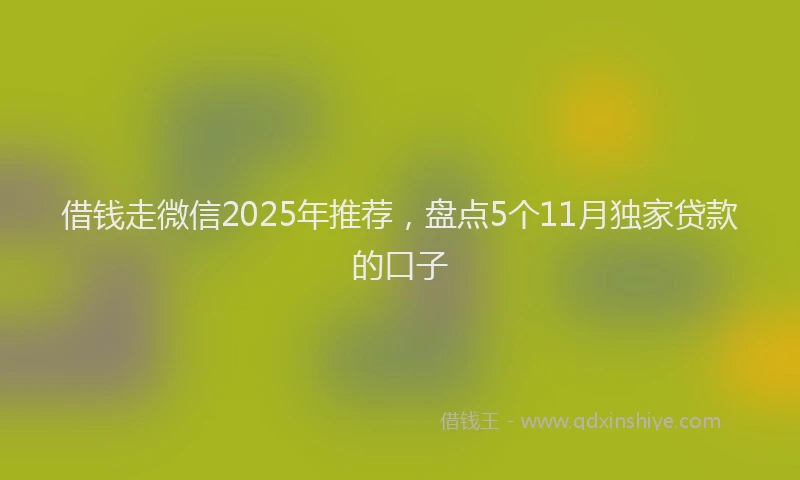 借钱走微信2025年推荐，盘点5个11月独家贷款的口子