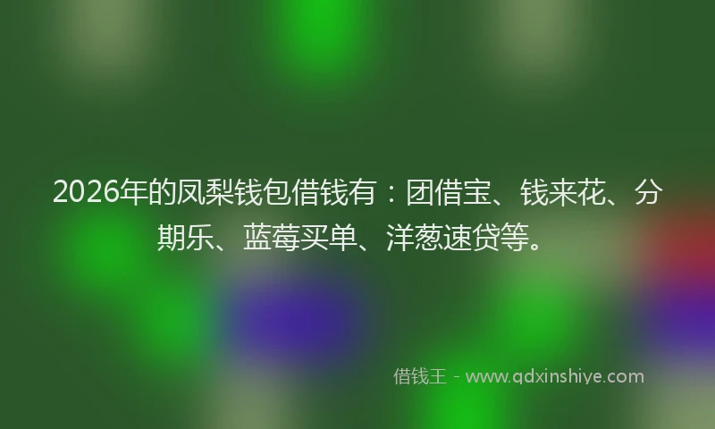 2026年的凤梨钱包借钱有:团借宝、钱来花、分期乐、蓝莓买单、洋葱速贷等。