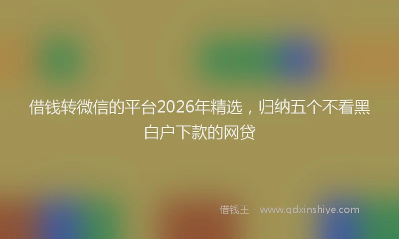 借钱转微信的平台2026年精选，归纳五个不看黑白户下款的网贷
