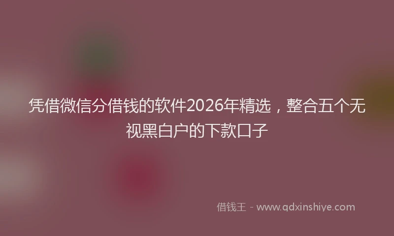 凭借微信分借钱的软件2026年精选，整合五个无视黑白户的下款口子