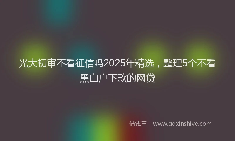 光大初审不看征信吗2025年精选，整理5个不看黑白户下款的网贷