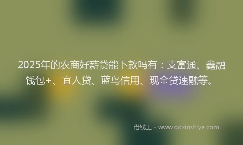 2025年的农商好薪贷能下款吗有：支富通、鑫融钱包+、宜人贷、蓝鸟信用、现金贷速融等。