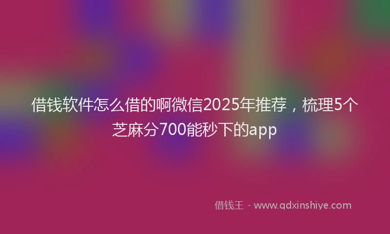 借钱软件怎么借的啊微信2025年推荐，梳理5个芝麻分700能秒下的app