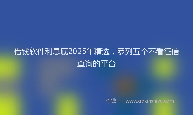 借钱软件利息底2025年精选，罗列五个不看征信查询的平台