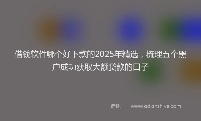 借钱软件哪个好下款的2025年精选，梳理五个黑户成功获取大额贷款的口子