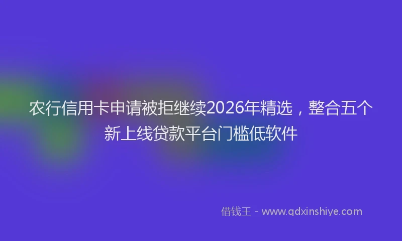 农行信用卡申请被拒继续2026年精选，整合五个新上线贷款平台门槛低软件