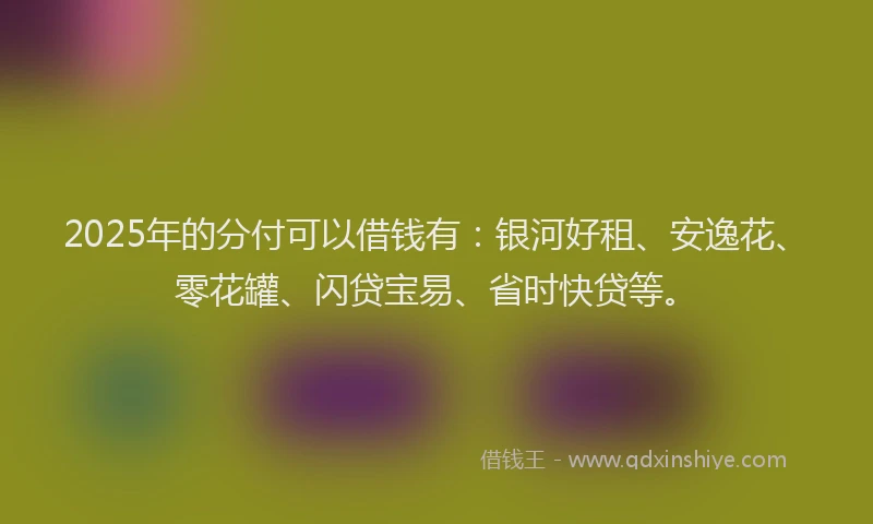 2025年的分付可以借钱有：银河好租、安逸花、零花罐、闪贷宝易、省时快贷等。