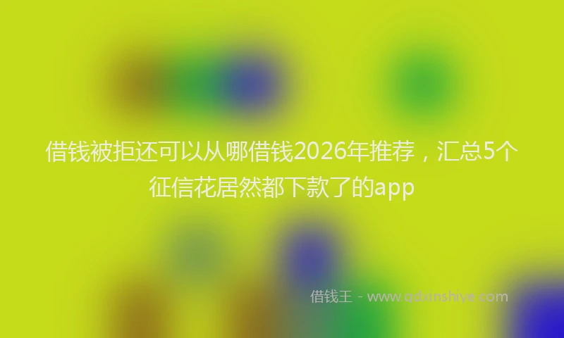 借钱被拒还可以从哪借钱2026年推荐，汇总5个征信花居然都下款了的app