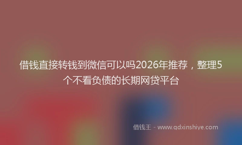 借钱直接转钱到微信可以吗2026年推荐，整理5个不看负债的长期网贷平台