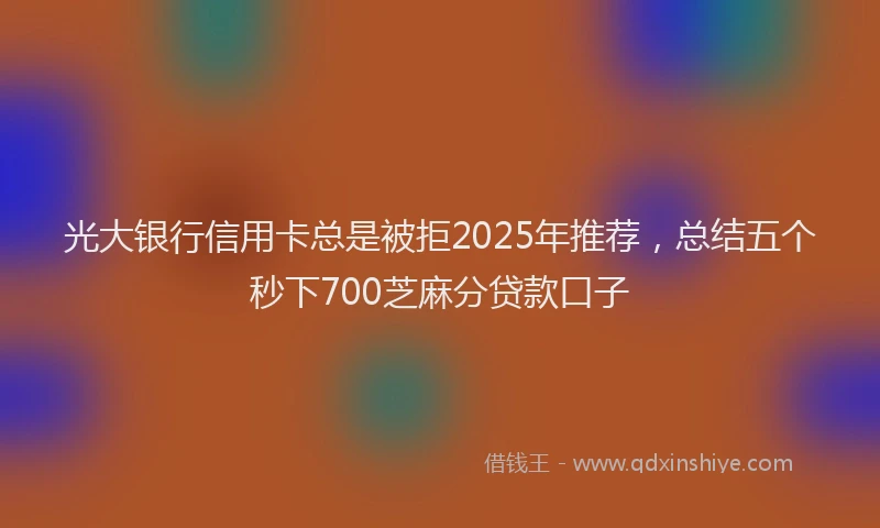 光大银行信用卡总是被拒2025年推荐，总结五个秒下700芝麻分贷款口子