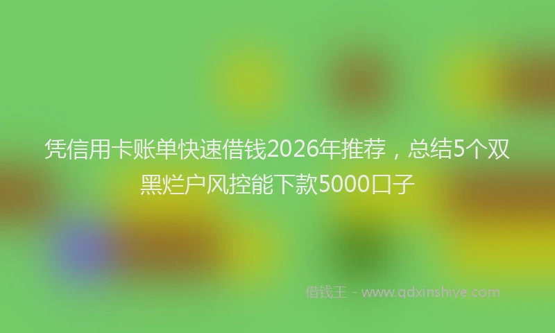 凭信用卡账单快速借钱2026年推荐，总结5个双黑烂户风控能下款5000口子