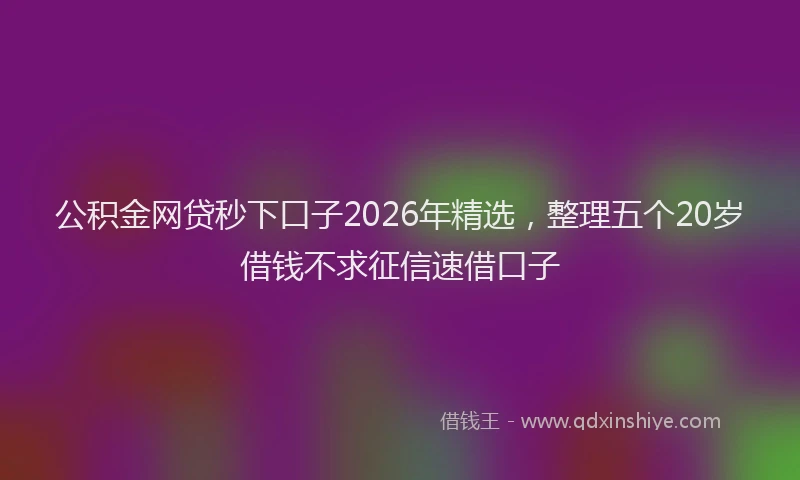 公积金网贷秒下口子2026年精选，整理五个20岁借钱不求征信速借口子