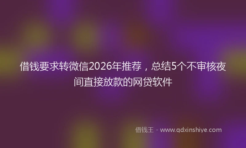 借钱要求转微信2026年推荐，总结5个不审核夜间直接放款的网贷软件