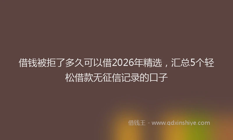 借钱被拒了多久可以借2026年精选，汇总5个轻松借款无征信记录的口子