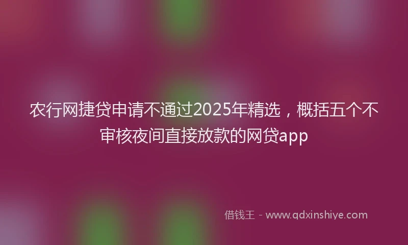 农行网捷贷申请不通过2025年精选，概括五个不审核夜间直接放款的网贷app