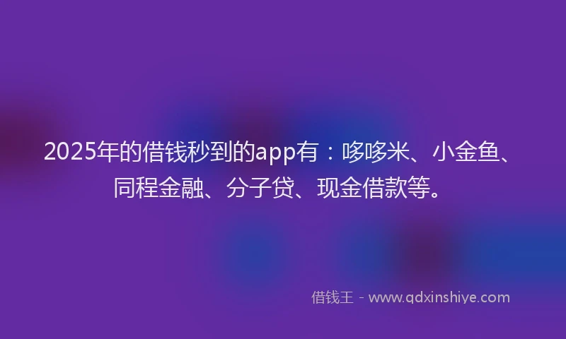 2025年的借钱秒到的app有:哆哆米、小金鱼、同程金融、分子贷、现金借款等。